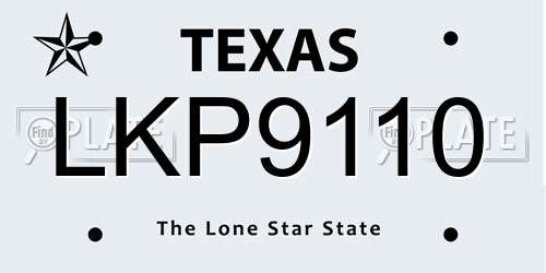 LKP9110 Texas License Plate