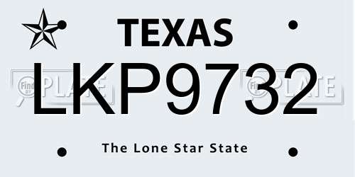 LKP9732 Texas License Plate