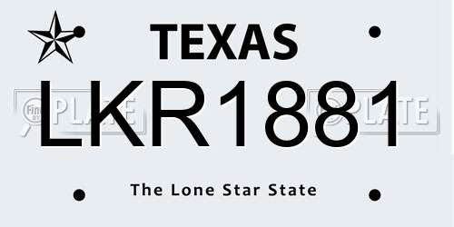 LKR1881 Texas License Plate