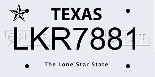 LKR7881 Texas License Plate