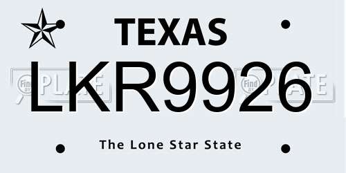 LKR9926 Texas License Plate