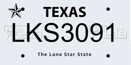 LKS3091 Texas License Plate