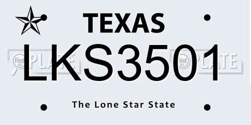 LKS3501 Texas License Plate
