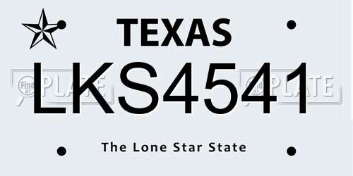 LKS4541 Texas License Plate