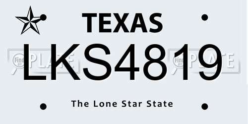 LKS4819 Texas License Plate