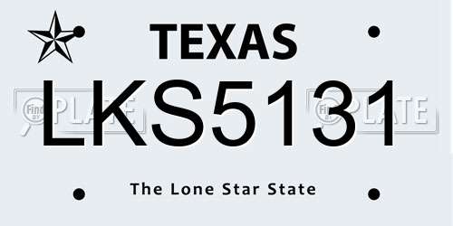 LKS5131 Texas License Plate