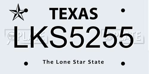 LKS5255 Texas License Plate
