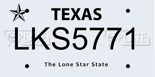 LKS5771 Texas License Plate