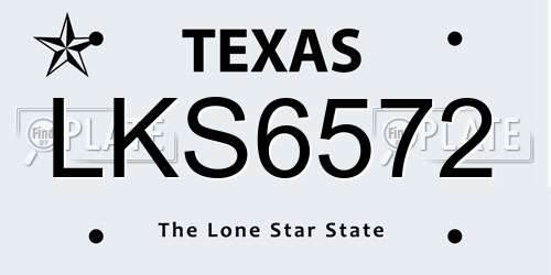 LKS6572 Texas License Plate