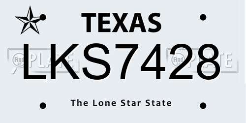 LKS7428 Texas License Plate