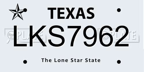 LKS7962 Texas License Plate