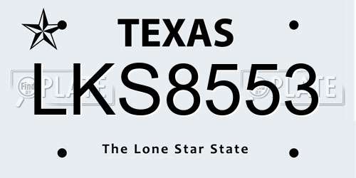 LKS8553 Texas License Plate