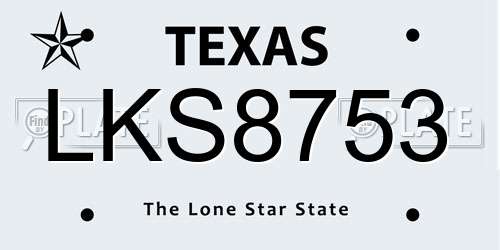 LKS8753 Texas License Plate