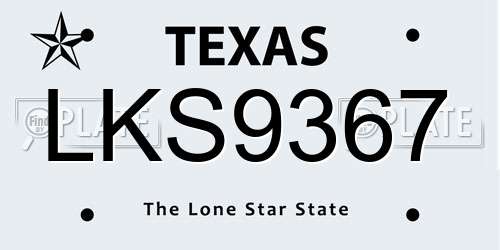 LKS9367 Texas License Plate