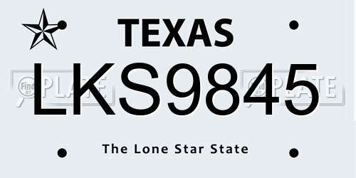 LKS9845 Texas License Plate