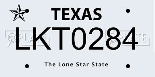 LKT0284 Texas License Plate
