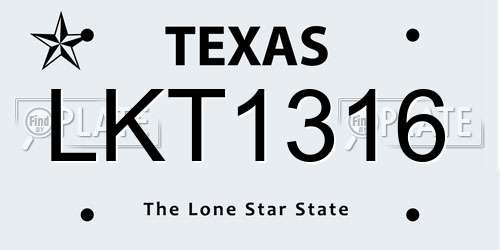 LKT1316 Texas License Plate