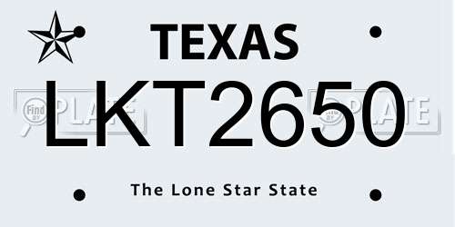 LKT2650 Texas License Plate