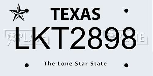 LKT2898 Texas License Plate