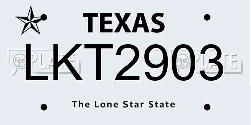 LKT2903 Texas License Plate