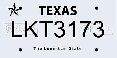 LKT3173 Texas License Plate