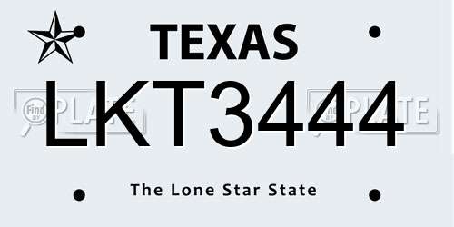 LKT3444 Texas License Plate