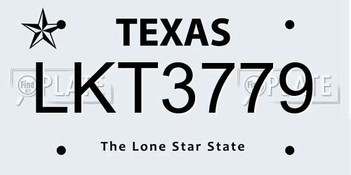 LKT3779 Texas License Plate