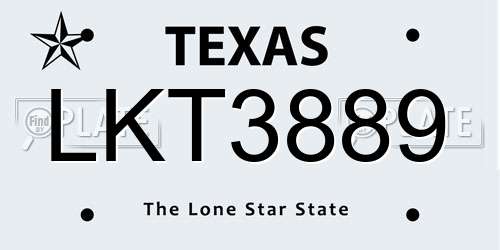LKT3889 Texas License Plate