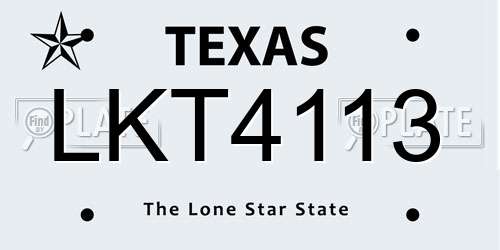 LKT4113 Texas License Plate
