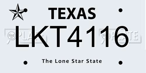 LKT4116 Texas License Plate