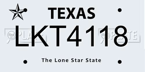 LKT4118 Texas License Plate