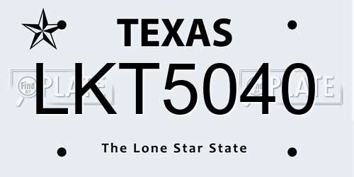 LKT5040 Texas License Plate