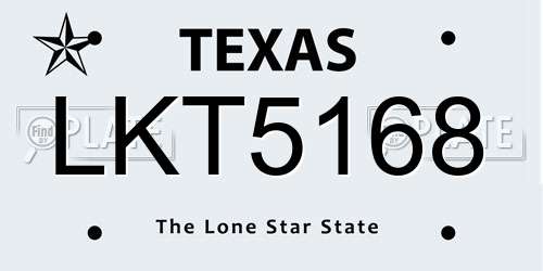 LKT5168 Texas License Plate