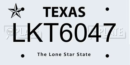 LKT6047 Texas License Plate