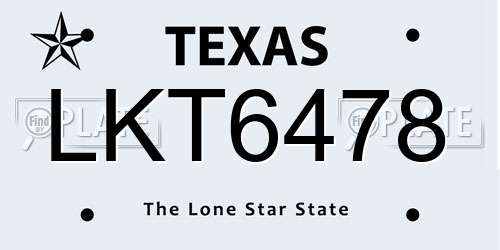 LKT6478 Texas License Plate