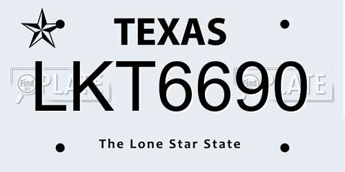 LKT6690 Texas License Plate