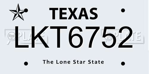 LKT6752 Texas License Plate