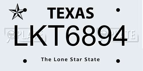 LKT6894 Texas License Plate