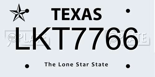 LKT7766 Texas License Plate
