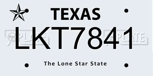 LKT7841 Texas License Plate