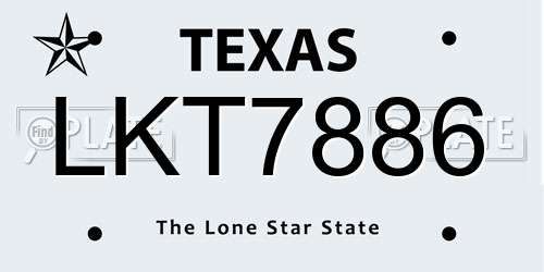 LKT7886 Texas License Plate