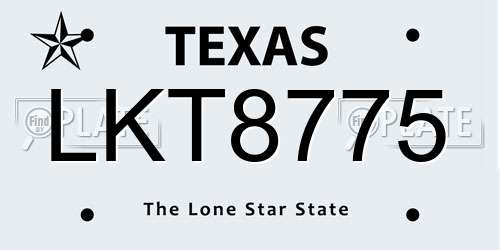LKT8775 Texas License Plate