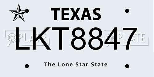 LKT8847 Texas License Plate