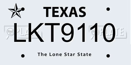 LKT9110 Texas License Plate