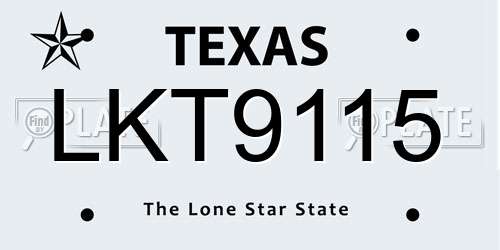 LKT9115 Texas License Plate
