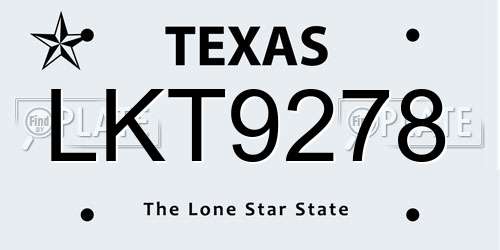 LKT9278 Texas License Plate