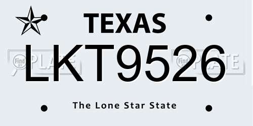 LKT9526 Texas License Plate