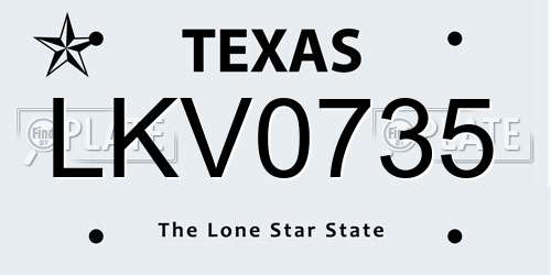 LKV0735 Texas License Plate