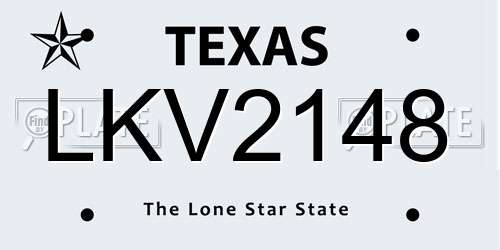 LKV2148 Texas License Plate