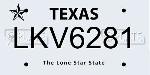 LKV6281 Texas License Plate